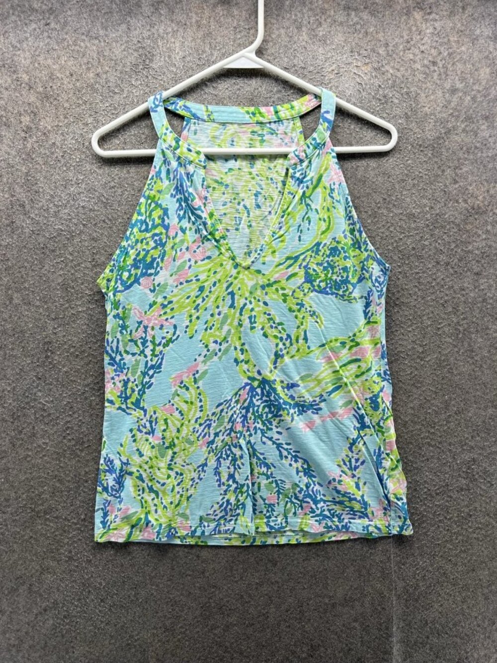 Lilly Pulitzer Floral Tank Top Women Small Multicolor Halter V Neck Sleeveless